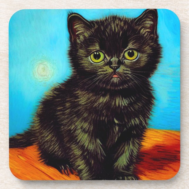 Porta-copo Van Gogh Style Pouting Kitten (Frente)
