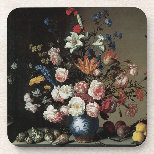 Porta-copo Vaso de Flores junto a uma Janela, Balthasar van d (Frente)