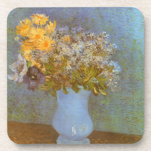 Porta-copo Vaso de Lilases, Margaridas e Anêmonas de Vincent