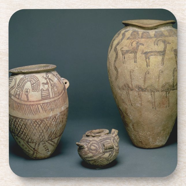 Porta-copo Vaso decorado com vários frisos dos animais e (Frente)