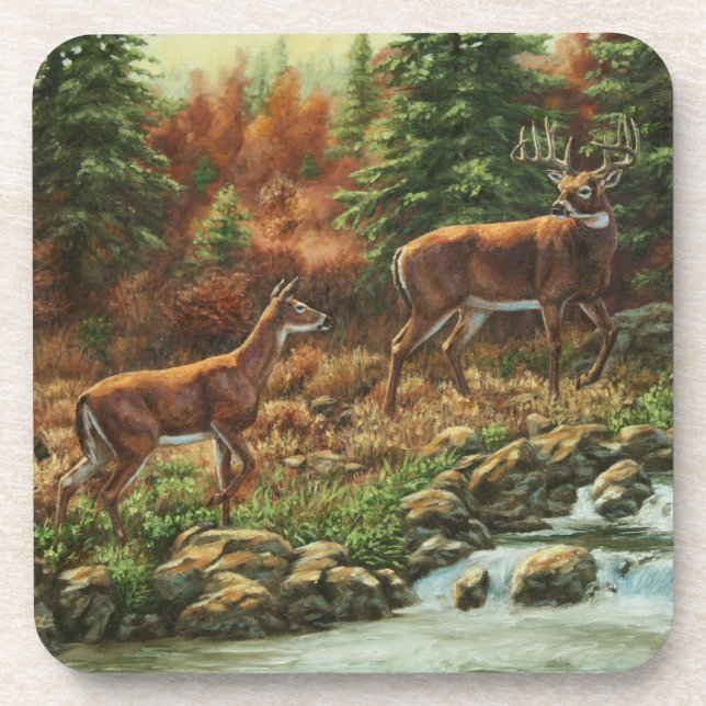 Porta-copo Veado-de-Whitetail e Waterfall (Frente)