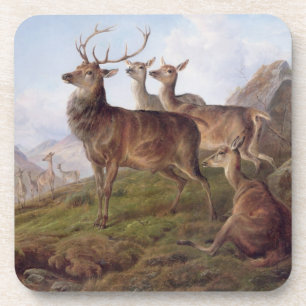Porta-copo Veado vermelho em uma paisagem das montanhas, 1872