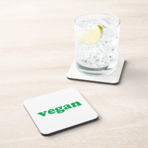 Porta-copo "Vegan", letras verdes, fundo branco