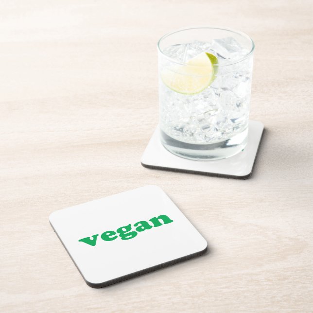 Porta-copo "Vegan", letras verdes, fundo branco (Lado Direito)