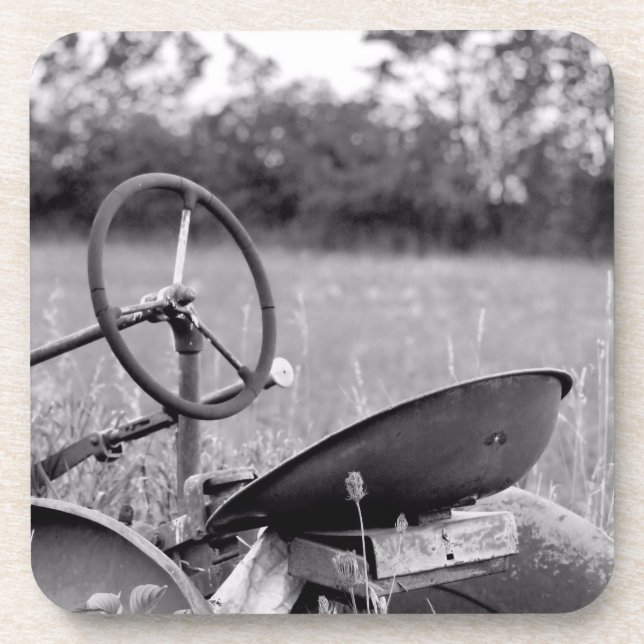 Porta-copo Velho Trator na Grama Longa (Frente)