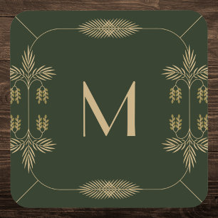 Porta-copo Verde clássico e monograma Dourado