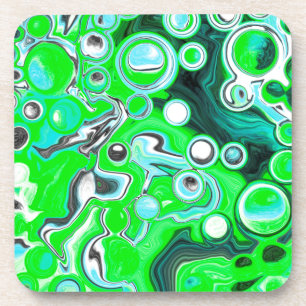 Porta-copo Verde limão e Aqua Blue Bubble Abstrato Art