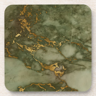 Porta-copo Verde Marble Stone Dourado Metalite Granite