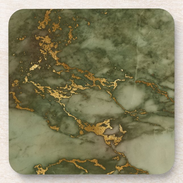 Porta-copo Verde Marble Stone Dourado Metalite Granite (Frente)