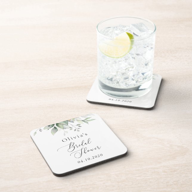 Porta-copo Verdura, Folhas de Eucalipto, Boho, Chá de Noiva (Lado Direito)