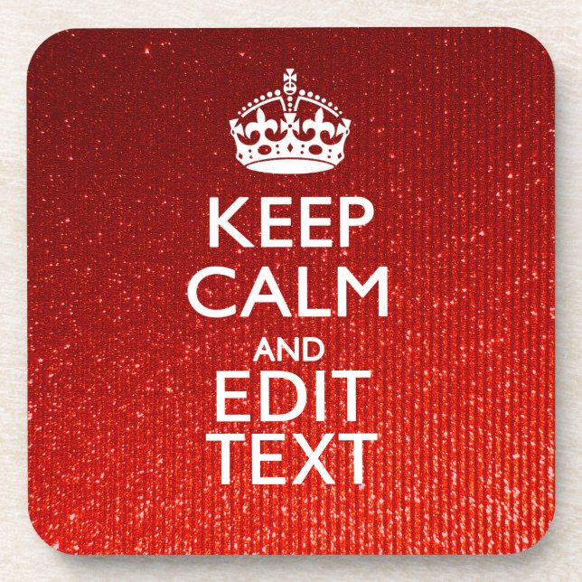 Porta-copo Vermelho Festivo Fique Calmo pelo seu texto (Frente)