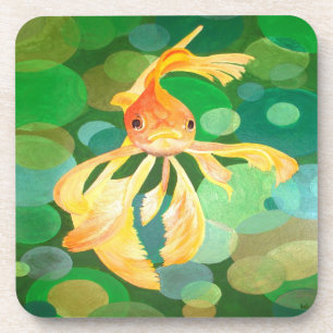 Porta-copo Vermilion Goldfish Nadando Em Bolhas Verdes