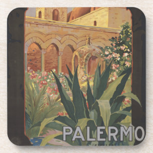 Porta-copo Viagens vintage De Poster Para Palermo, Itália.