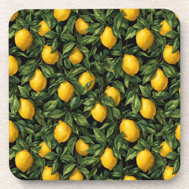 Porta-copo Vibrant Lemon Citrus Tree Pattern (Frente)