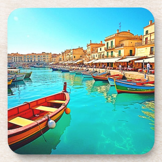 Porta-copo Vibrant Mediterranean Port Life Design (Frente)