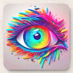 Porta-copo Vibrant Neon Eye Abstrato