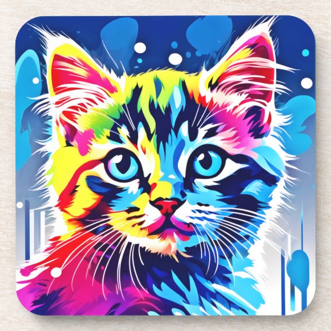 Porta-copo Vibrant Neon Gatinho Art (Frente)