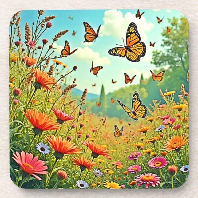 Porta-copo Vibrant Wildflower Butterfly Joy Design (Frente)