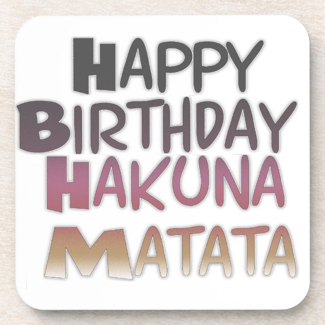 Porta-copo Vibrante Feliz Aniversário Hakuna Matata Design (Frente)