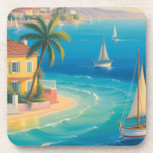 Porta-copo Vibrante Vila Mediterrânea na Praia Tropical