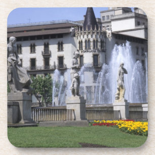 Porta-copo Vida na Espanha a bela Plaza Cataluna com