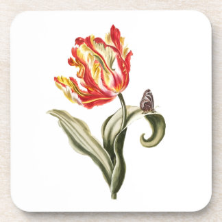 Porta-copo Vida vermelha clássica da flor e da borboleta da