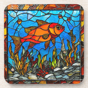 Porta-copo Vidro colorido de peixe vermelho