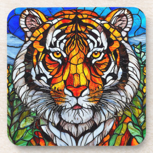 Porta-copo Vidro colorido de tigre