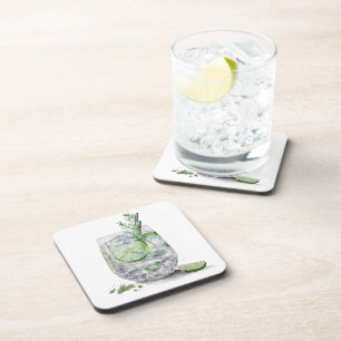 PORTA-COPO VIDRO DE ÁGUA DE GIN E TÔNICA COM LIMÃO