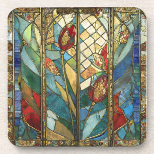 Porta-copo Vidro Vermelho Chefe Poppies no nascer do Sol