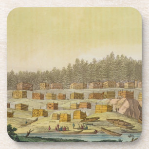 Porta-copo Vila indiana, Geórgia novo, Alaska (engrav da cor