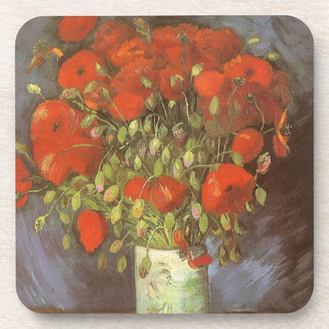Porta-copo Vincent van Gogh Ainda Vase Vida com Poppies Verme (Frente)
