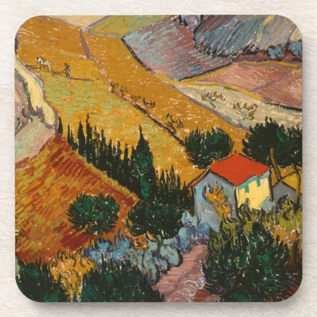 Porta-copo Vincent van Gogh | Paisagem com House & Plowman (Frente)