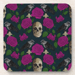 Porta-copo Vinhas Rosa de Grãos Góticos Escuros Raven Cor-de-