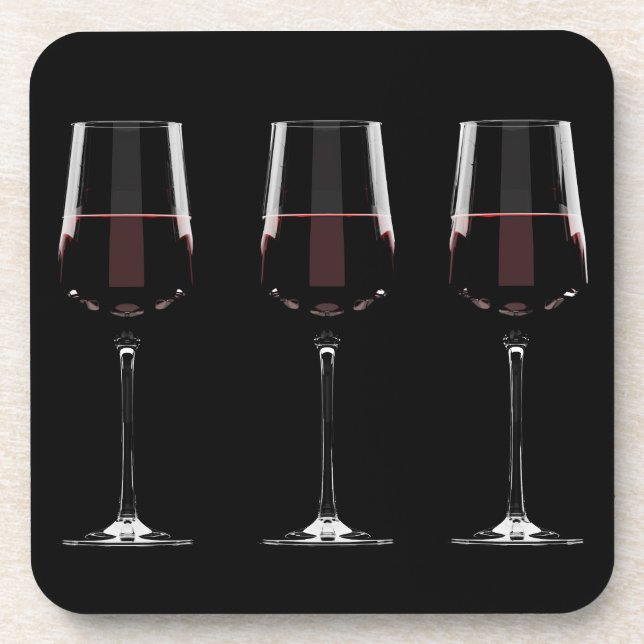 Porta-copo Vinhos com vinho tinto em preto (Frente)