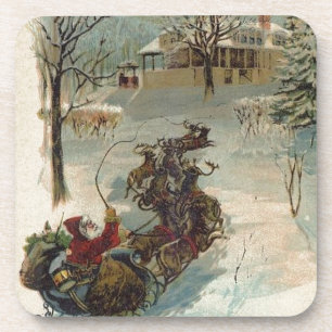 Porta-copo Vintage Aqui Vem Papai Noel