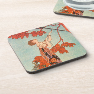 Porta-copo Vintage Art Deco, Pássaro Voador de George Barbier