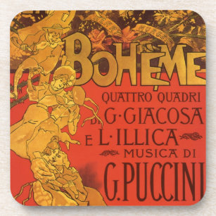 Porta-copo Vintage Art Nouveau Music, La Boheme Opera, 1896