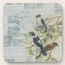 Porta-copo Vintage Bird Ephemera Decoupage