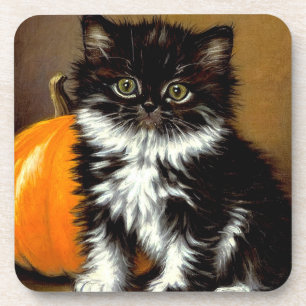 Porta-copo Vintage Black and White Halloween Cat