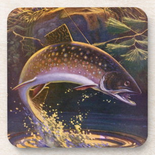 Porta-copo Vintage Brook Trout Fish Pescador, Pesca Desportiv