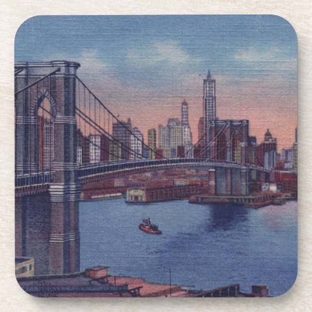 Porta-copo Vintage Brooklyn Bridge (Frente)