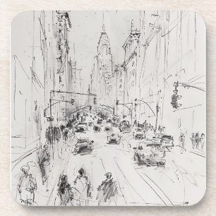 Porta-copo Vintage Busy City Street - Ilustração urbana