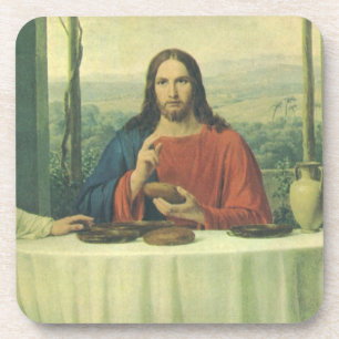 Porta-copo Vintage Ceia em Emaús com Cristo de Jesus