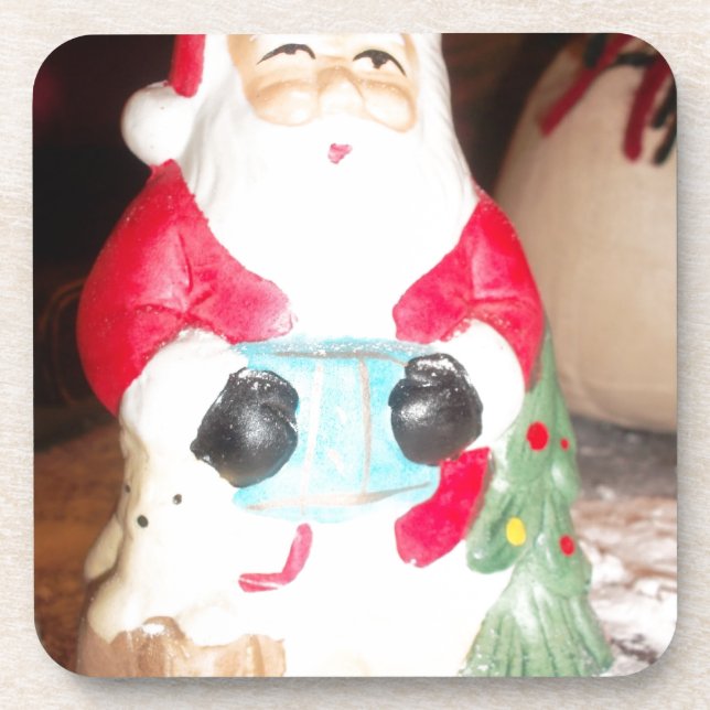 Porta-copo Vintage com Papai noel de diversão com neve (Frente)