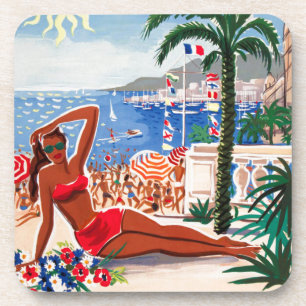 Porta-copo Vintage Cote D'Azur Beach Girl