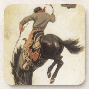 Porta-copo Vintage Cowboy, Bronco Buster Study pelo NC Wyeth