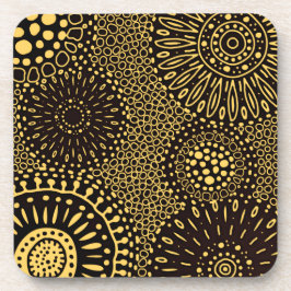 Porta-copo Vintage Ethnic Floral Black Gold Pattern Hard