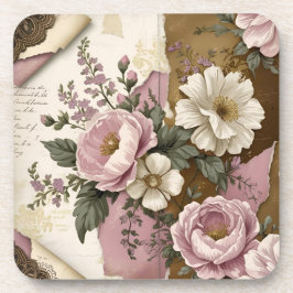 Porta-copo Vintage Floral - Hard Plastic Coasters