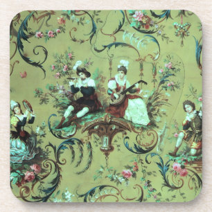 Porta-copo Vintage French Sage Green Toile Victorian Floral